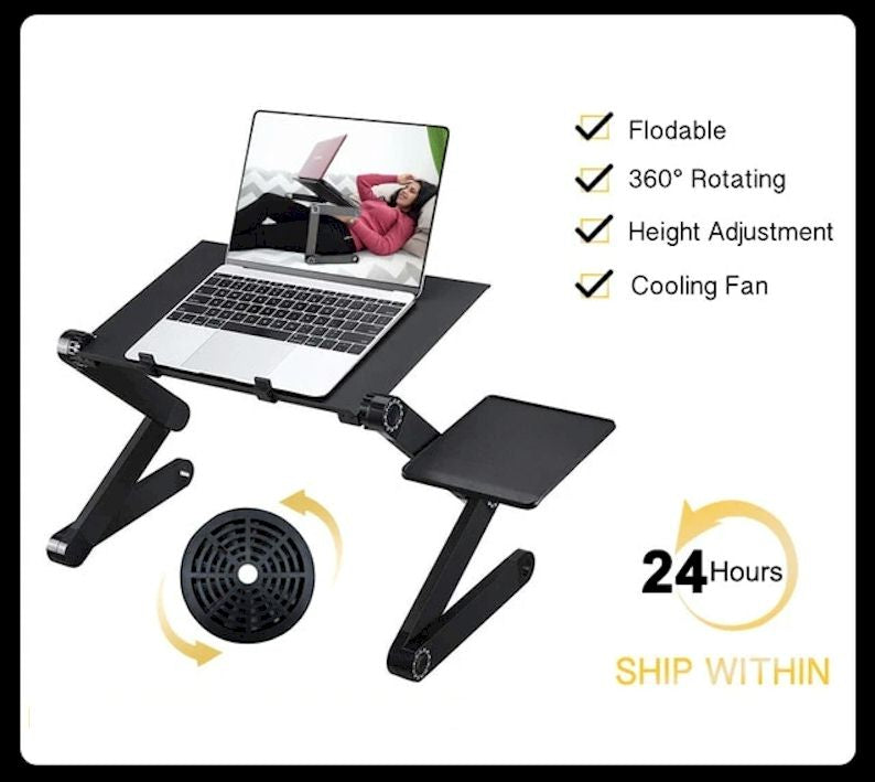 Adjustable Aluminum Laptop  Ergonomic Portable Desk With Mouse Pad