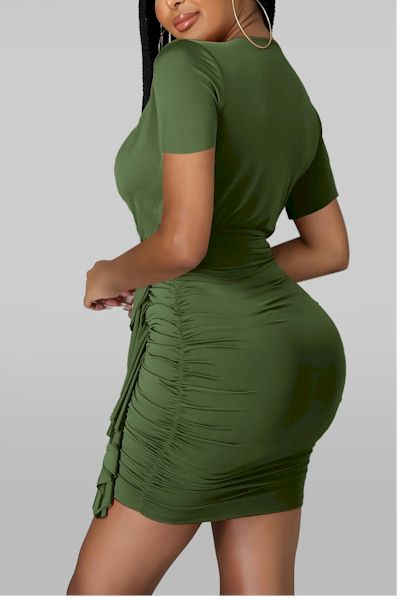 Load image into Gallery viewer, Stretchy Deep V Ruched Sexy Bodycon Mini Dress
