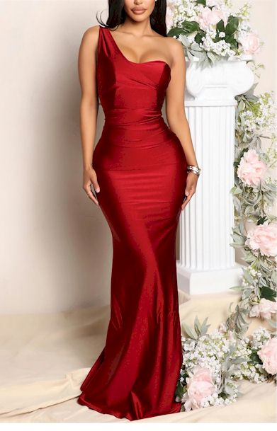 Load image into Gallery viewer, Edgy Glamour Redefined: Bold One-Shoulder Evening Gown - Sizes S - 2XL
