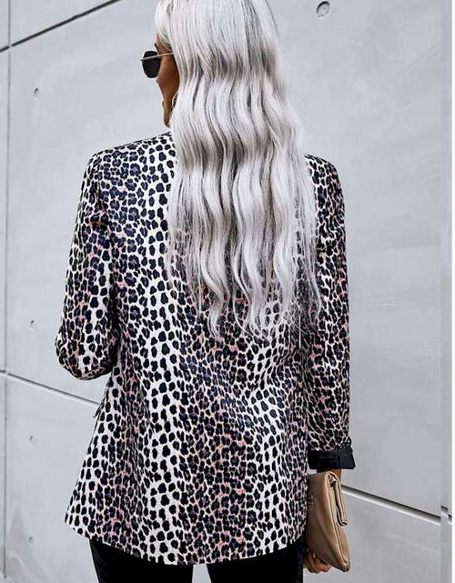 Load image into Gallery viewer, Open Front Long Sleeve Leopard Blazer Suit
