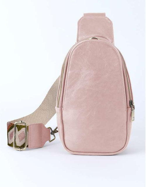 Load image into Gallery viewer, Pink Faux Leather Zipped Crossbody Chest Bag
