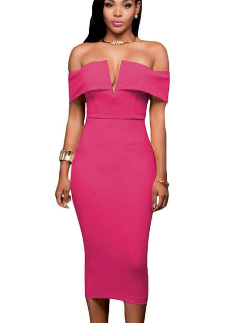 Load image into Gallery viewer, Flirty and Fun: Elevate Your Style with our Bold Pink Midi Dress!
