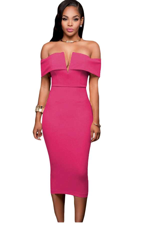 Flirty and Fun: Elevate Your Style with our Bold Pink Midi Dress!