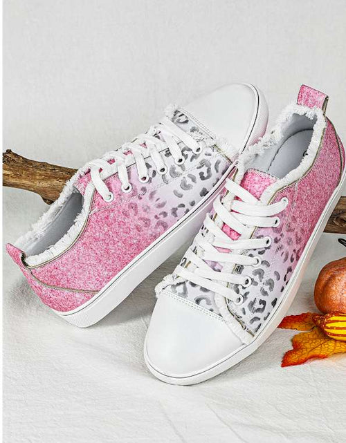 Load image into Gallery viewer, Pink Ombre Leopard Print Casual Canvas Shoes
