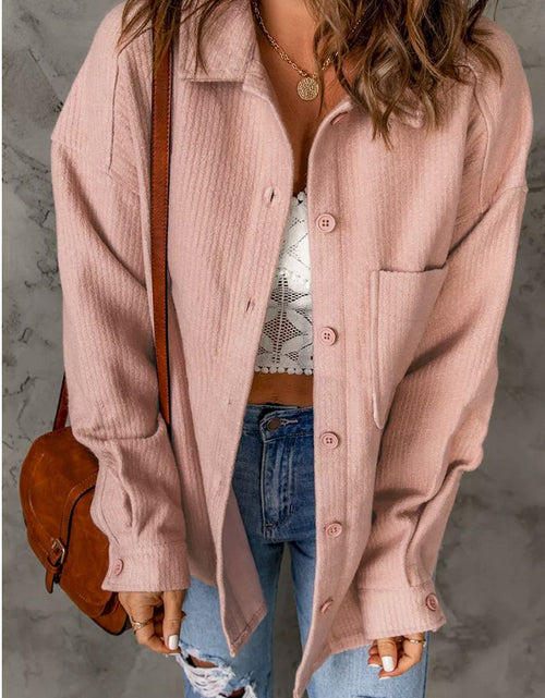 Load image into Gallery viewer, Pink Rib Textured Fleece Shacket
