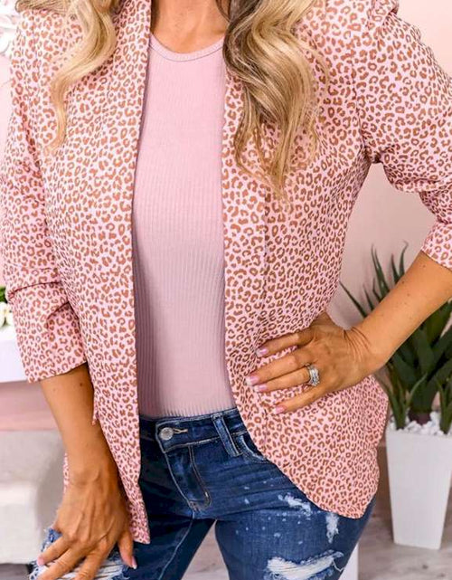 Load image into Gallery viewer, Pink 3/4 Sleeve Leopard Blazer
