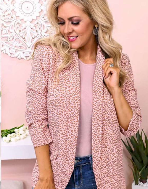 Load image into Gallery viewer, Pink 3/4 Sleeve Leopard Blazer
