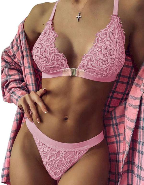 Load image into Gallery viewer, Pink Two-piece Adjustable Straps Bralette Set
