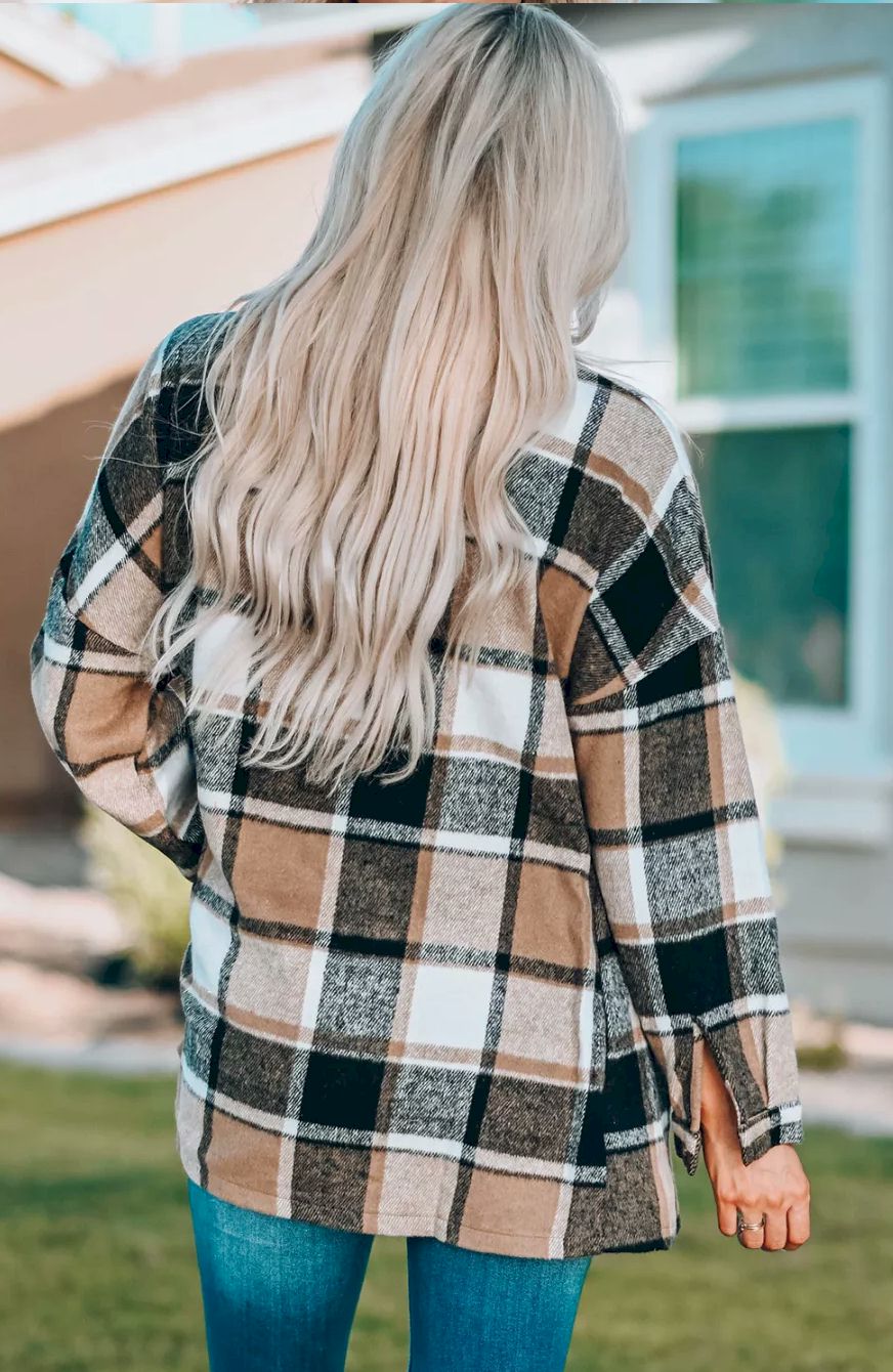 Plaid Print Buttoned Shirt Jacket