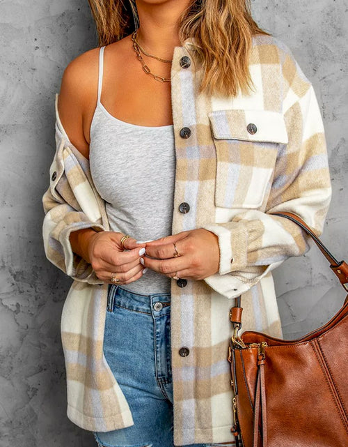 Load image into Gallery viewer, Plaid Print Pocket Women Shacket
