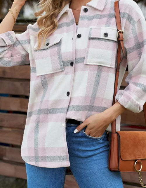 Load image into Gallery viewer, Plaid Print Pocket Women Shacket
