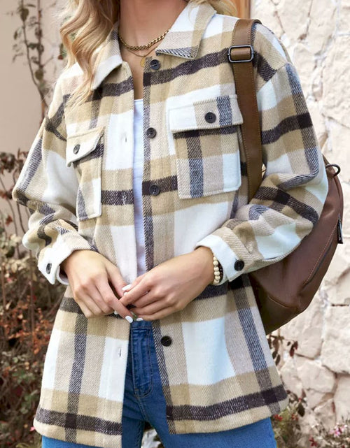 Load image into Gallery viewer, Plaid Print Pocket Women Shacket
