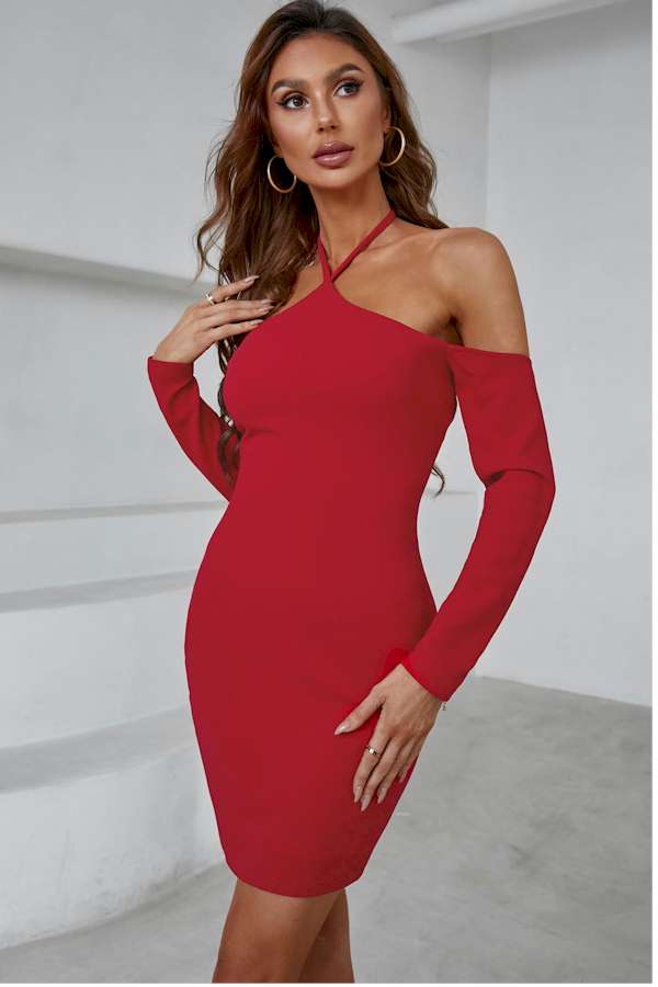 Show Off Curves with this Red Bodycon Mini Dress