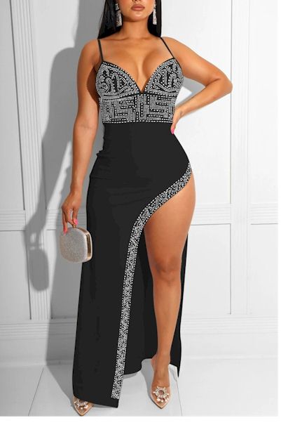 Load image into Gallery viewer, Dazzling Elegance Rhinestone Prom Gown&quot; A Showstopper with High Slit Glamour   Sizes S to 2XL
