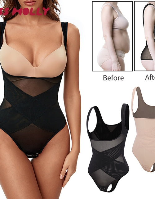 Load image into Gallery viewer, Mesh Thongs Bodysuit Shapewear Women Seamless Full Body Shaper Waist Slim Tummy Control Underwear Flat Belly Underbust Corset
