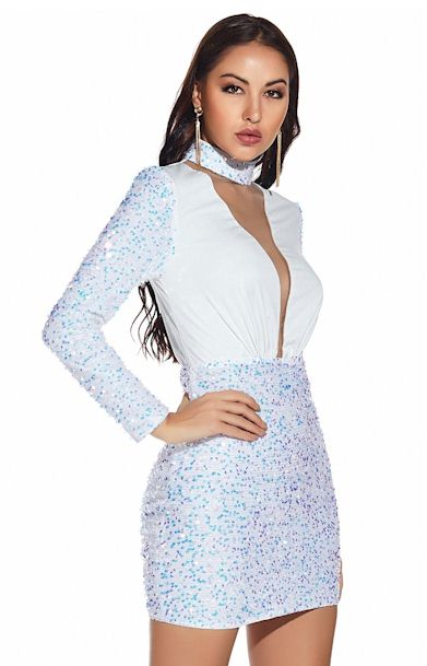 Load image into Gallery viewer, Sequin Embroidered Stand-Up Collar Sexy Elegant Prom Dress
