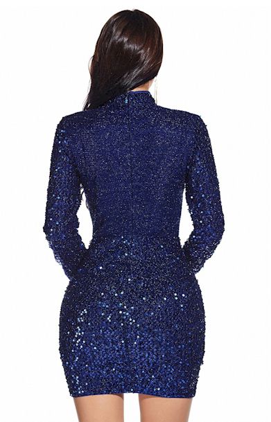 Sequin Embroidered Stand-Up Collar Sexy Elegant Prom Dress