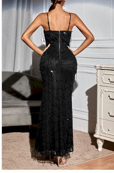 Load image into Gallery viewer, Sleek Luxury: Backless Evening Dress in Micro-Elastic Fabric
