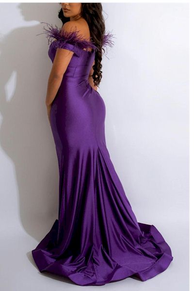 Load image into Gallery viewer, Radiate Elegance: Off-Shoulder High-Slit Evening Gown    Sizes S to 2XL
