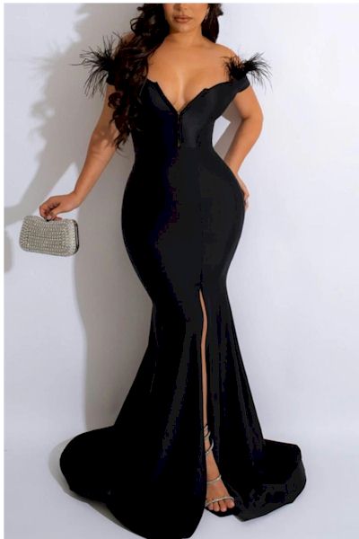 Load image into Gallery viewer, Radiate Elegance: Off-Shoulder High-Slit Evening Gown    Sizes S to 2XL
