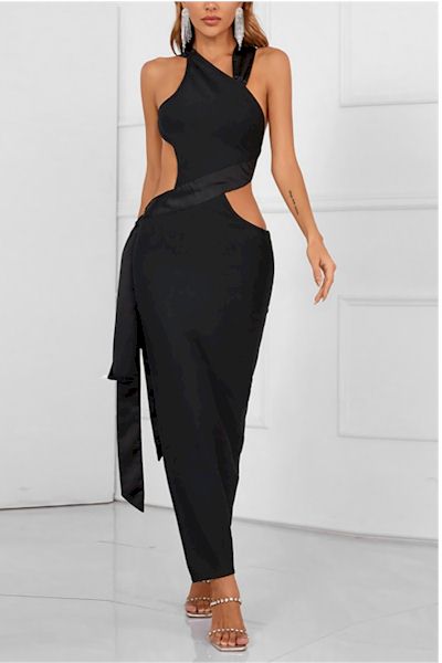 Sexy Slit Backless Lace-Up Slight Stretch Luxury Evening Gown