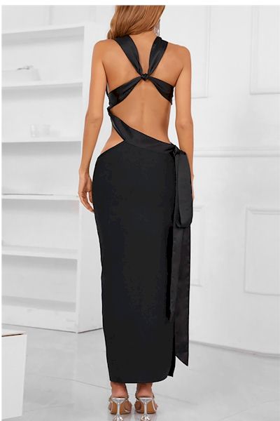 Sexy Slit Backless Lace-Up Slight Stretch Luxury Evening Gown