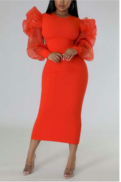 Load image into Gallery viewer, Embrace Effortless Elegance with this Chic Mesh Slim Midi Dress
