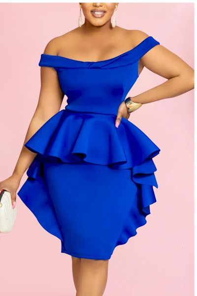 Sexy Stretch Off-Shoulder Slim Ruffle Mini Dress  Sizes; S to 2XL