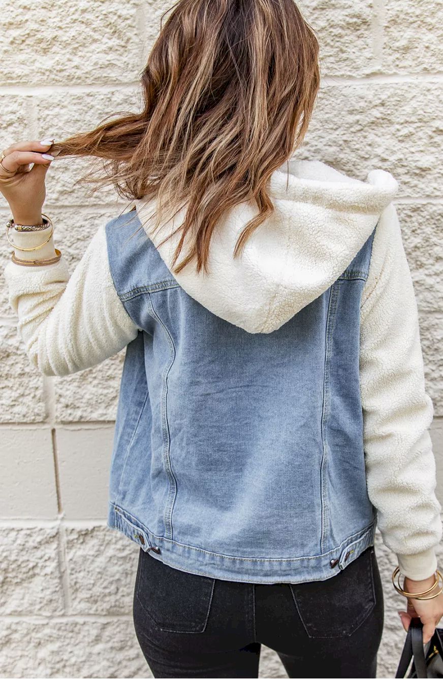 Sherpa Denim Splicing Buttoned Jacket