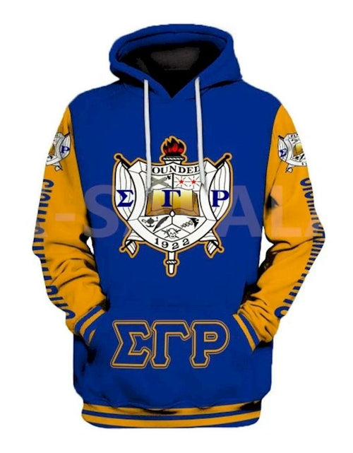 Load image into Gallery viewer, Sigma Gamma Rho All Over Hoodie Zipper, Pullover, Sweatshirt
