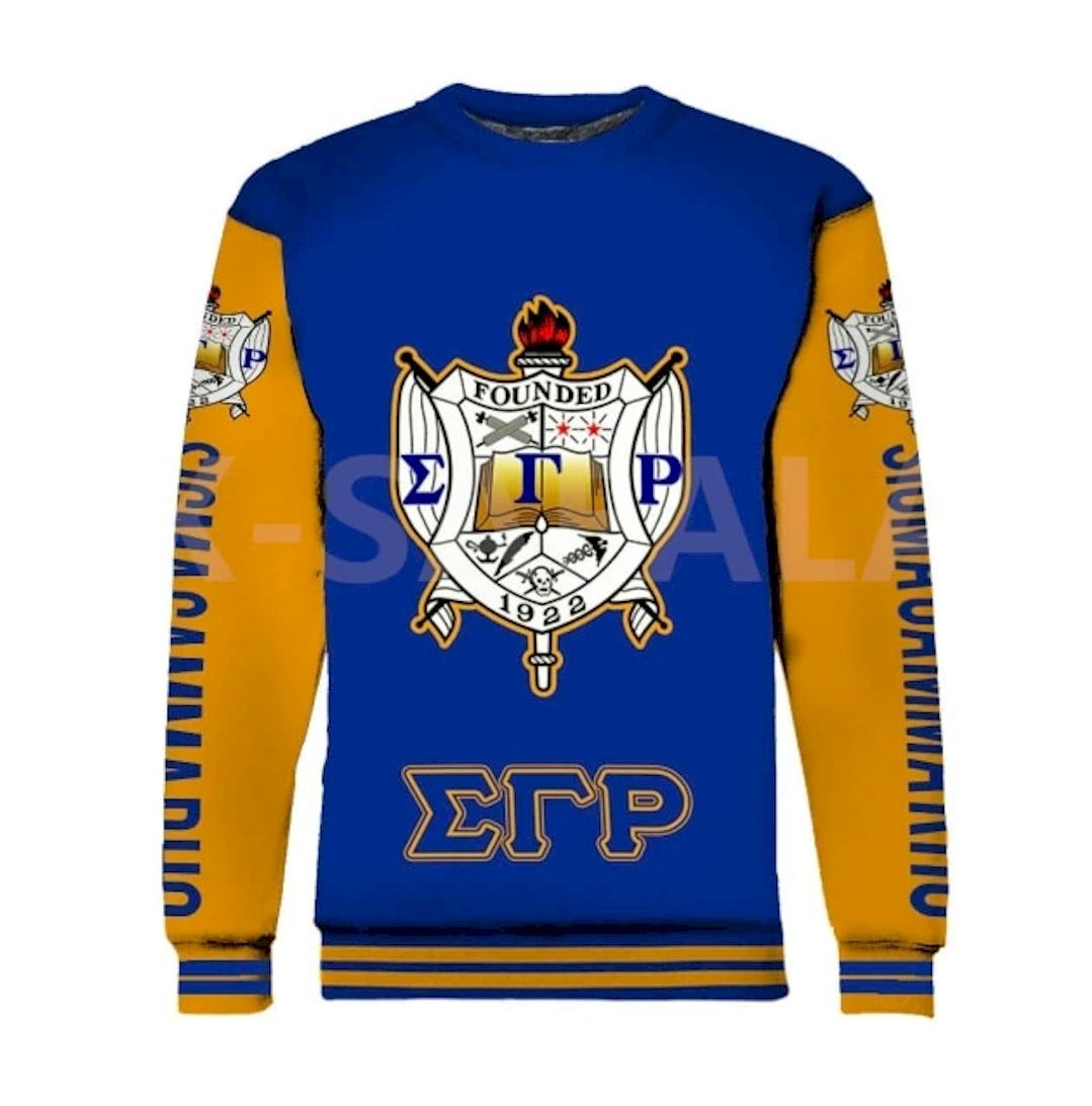 Sigma Gamma Rho All Over Hoodie Zipper, Pullover, Sweatshirt