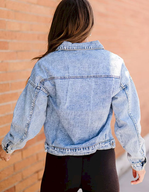 Load image into Gallery viewer, Sky Blue Buttoned Denim Jacket with Pocket
