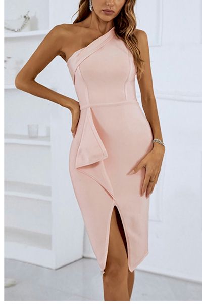 Load image into Gallery viewer, Modern Charm: Chic Midi Dress with Zip-Up Detail and Flirtatious Slit
