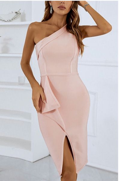 Load image into Gallery viewer, Modern Charm: Chic Midi Dress with Zip-Up Detail and Flirtatious Slit
