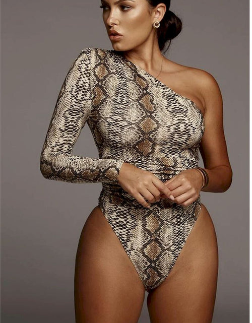 Load image into Gallery viewer, Leopard Print One-shoulder Bodysuit
