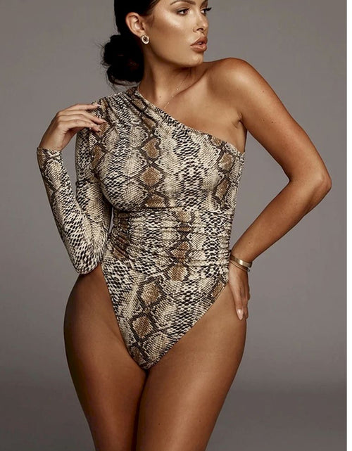 Load image into Gallery viewer, Leopard Print One-shoulder Bodysuit
