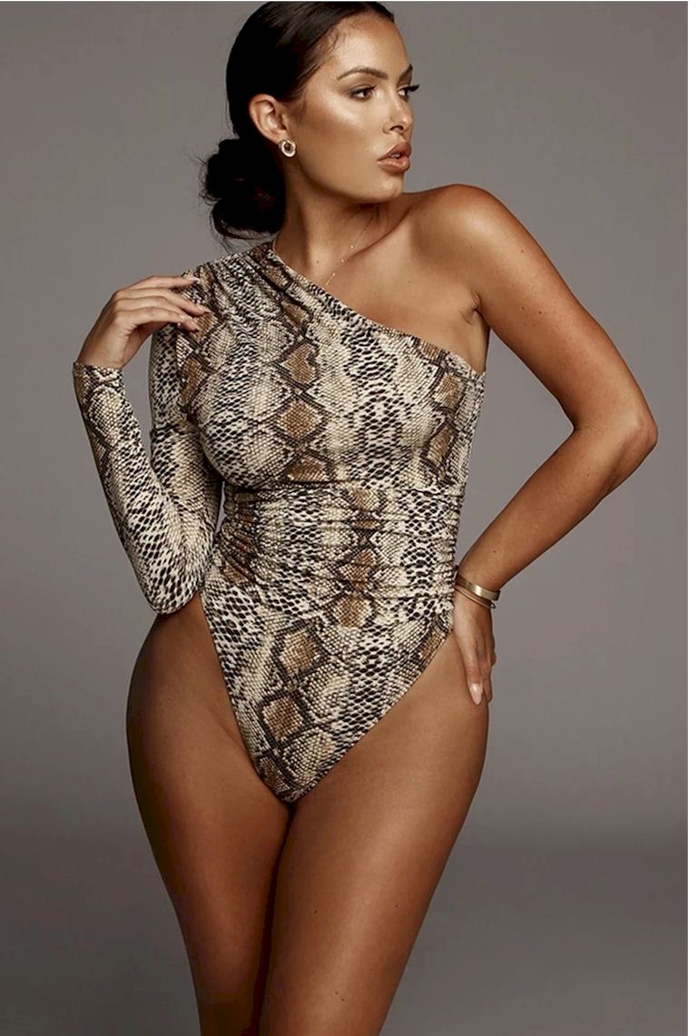 Leopard Print One-shoulder Bodysuit