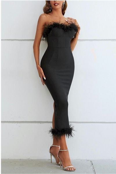 Strapless Tube Midi Elegant Dress