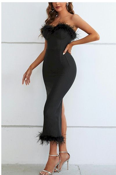 Load image into Gallery viewer, Strapless Tube Midi Elegant Dress
