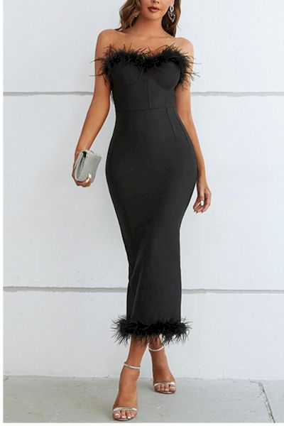 Load image into Gallery viewer, Strapless Tube Midi Elegant Dress
