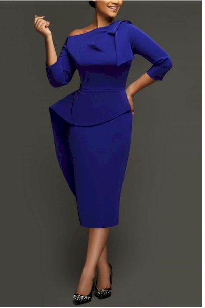 Stretchy Three-Quarter Sleeve Stylish Midi Dress