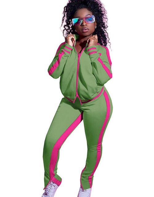 Load image into Gallery viewer, Striped Women&#39;s Tracksuit Pink and Green, Red, Blue
