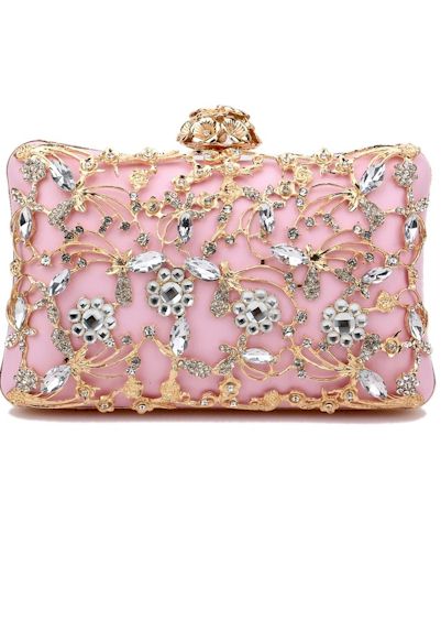 Load image into Gallery viewer, Stylish Flower Rhinestone Metal Design Lock Buckle Clutches Bag
