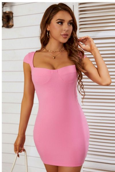 Load image into Gallery viewer, Show Off Your Curves in Style with this Sleek and Flattering Stretchy Slim Mini Dress
