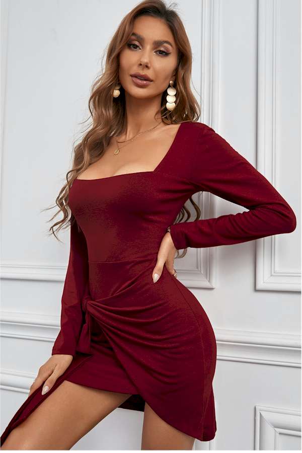 Commands Attention  in this Red Bodycon Mini Dress