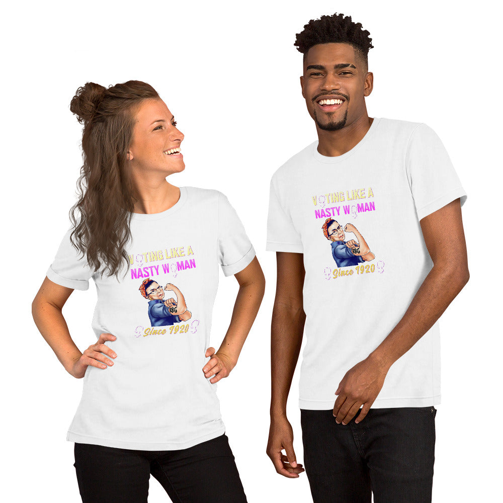 RBG Voting Like A Nasty Woman... Short-Sleeve Unisex T-Shirt White