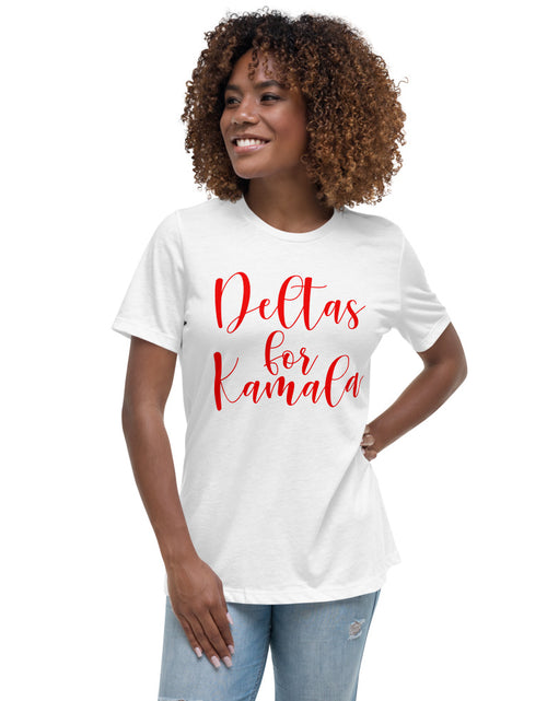 Load image into Gallery viewer, Deltas For Kamala Women&#39;s Relaxed T-Shirt White
