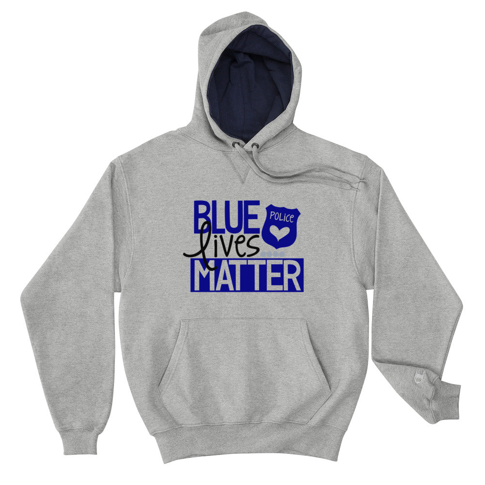 Blue Lives Matter Gray Champion Hoodiee