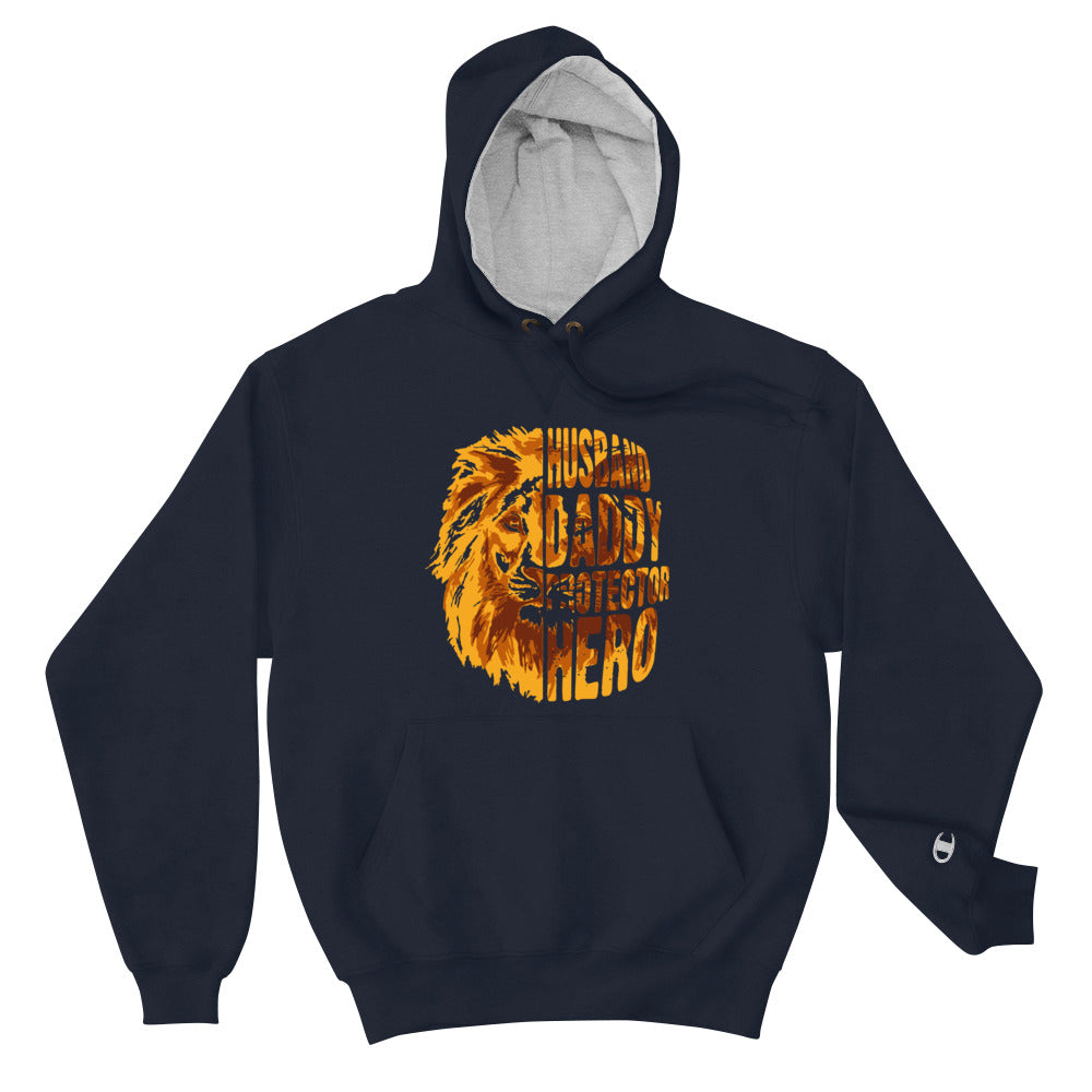 Husband Daddy Protector Hero Champion Hoodie Navy