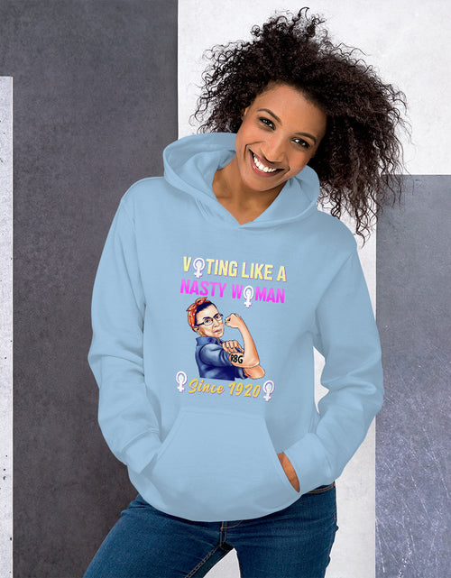 Load image into Gallery viewer, Notorious RBG - Voting Like A Nasty Women Since 1920 Unisex Hoodie Blue
